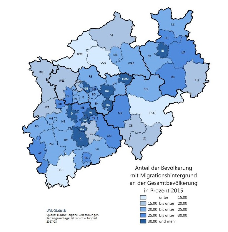 Migrationsanteil Bevölkerung NRW